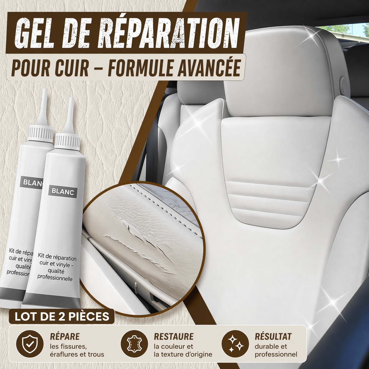 💡 Boutique officielle : Fonction de réparation puissante — Gel de réparation pour cuir avancé KUBOZN®